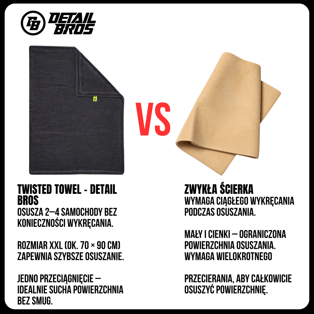 Twisted Towel - Double-sided car drying towel 90x70cm 1600GSM
