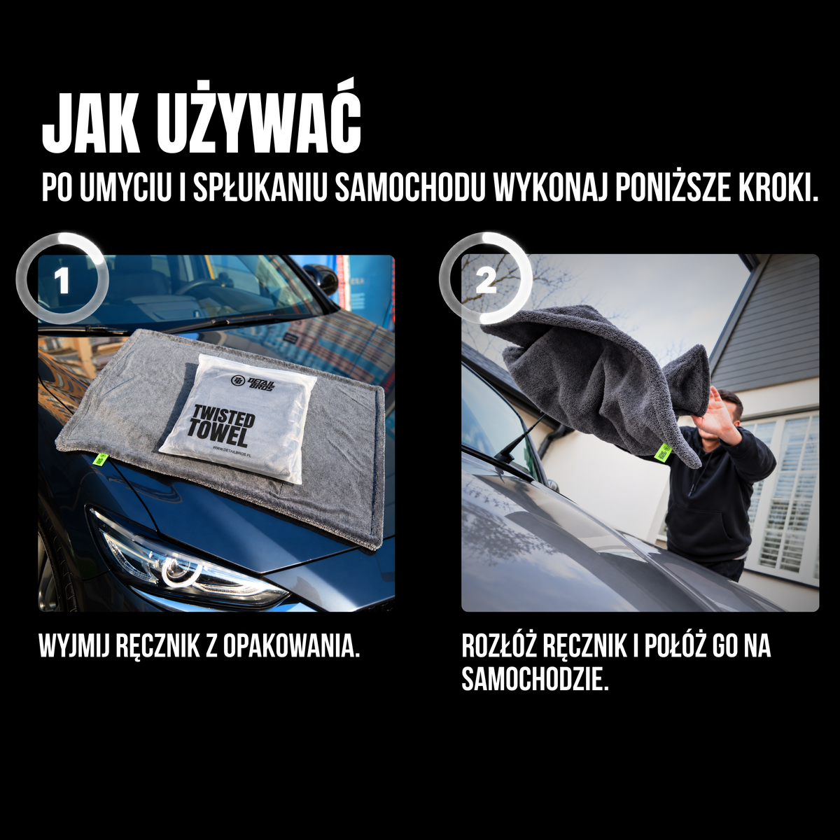 Twisted Towel - Double-sided car drying towel 90x70cm 1600GSM