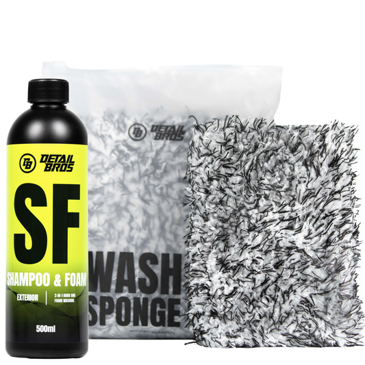 Wash Sponge + Shampoo & Foam - Zestaw do mycia ręcznego samochodu, Gąbka + Aktywna Piana