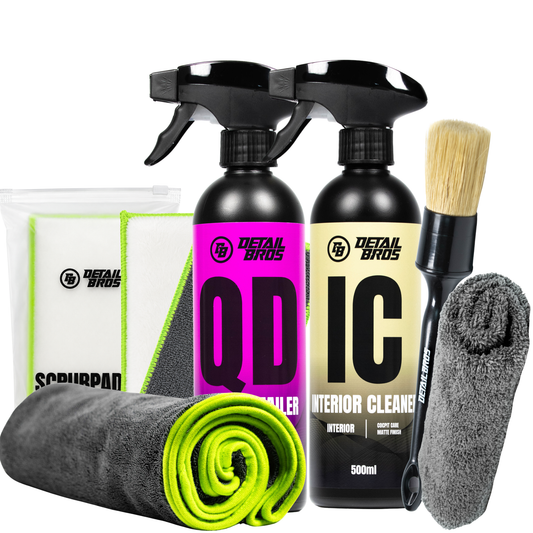 Dry Towel+Quick Detailer+Interior Cleaner+ScrubPad+Brush 24mm+Classic Microfiber